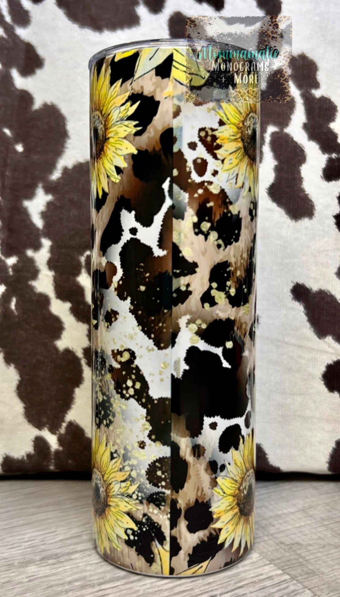 Sunflower Cow + Cheetah Print Circle Mama Tumbler