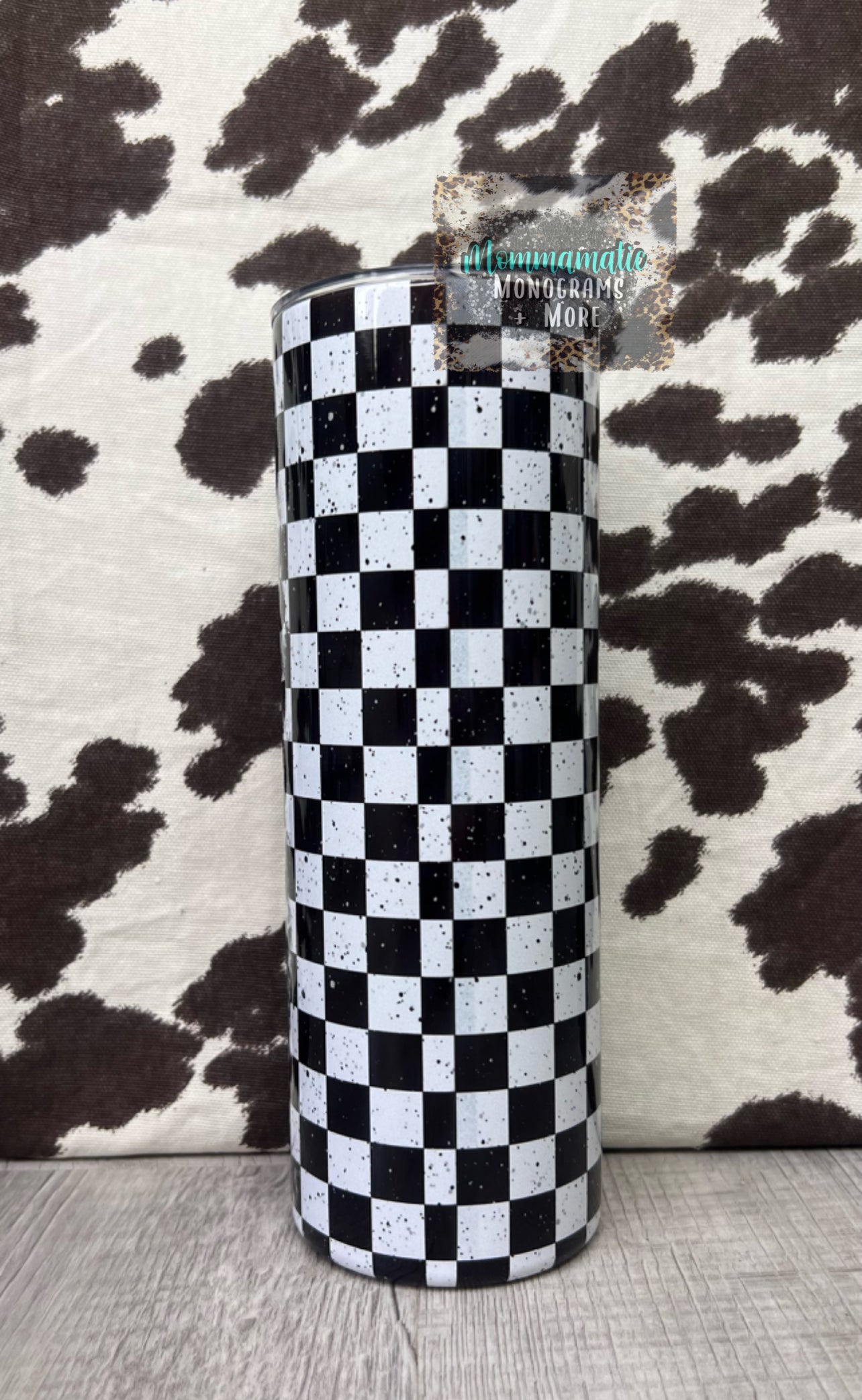 Checkered Flame Boy Mama Tumbler