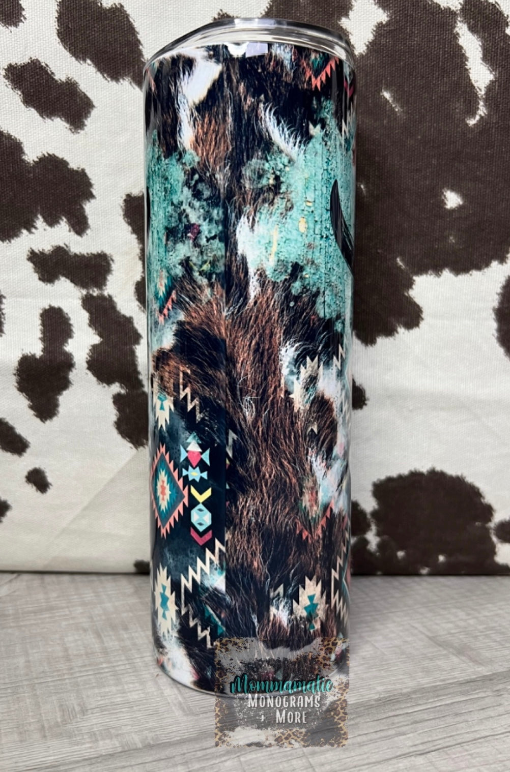 Teal Aztec Bullskull Tumbler