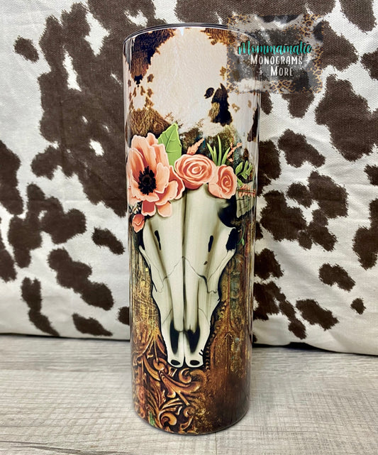 Bull + Tooled Leather Tumbler