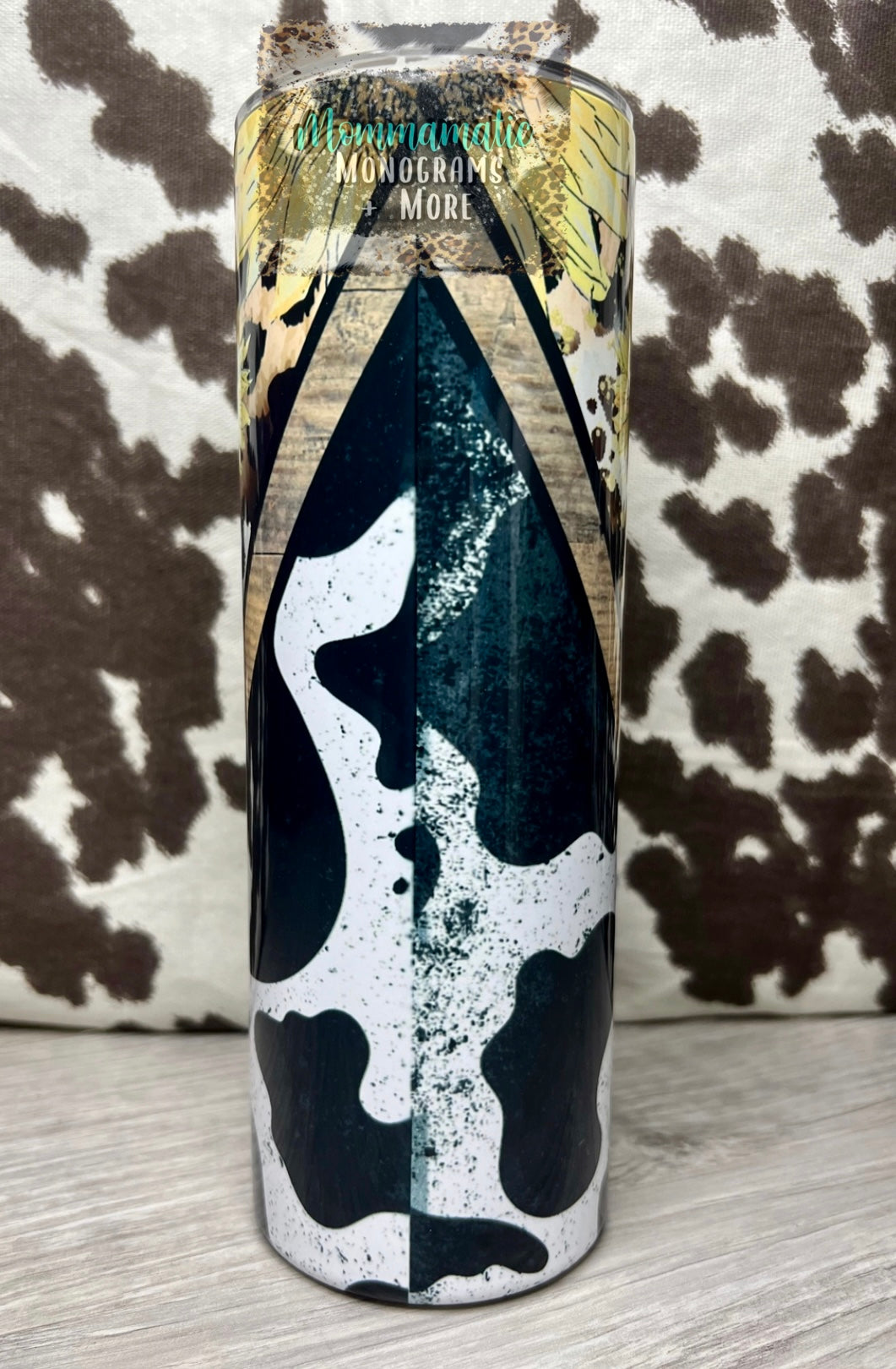 Vintage Sunflower + Cow Print Tumbler
