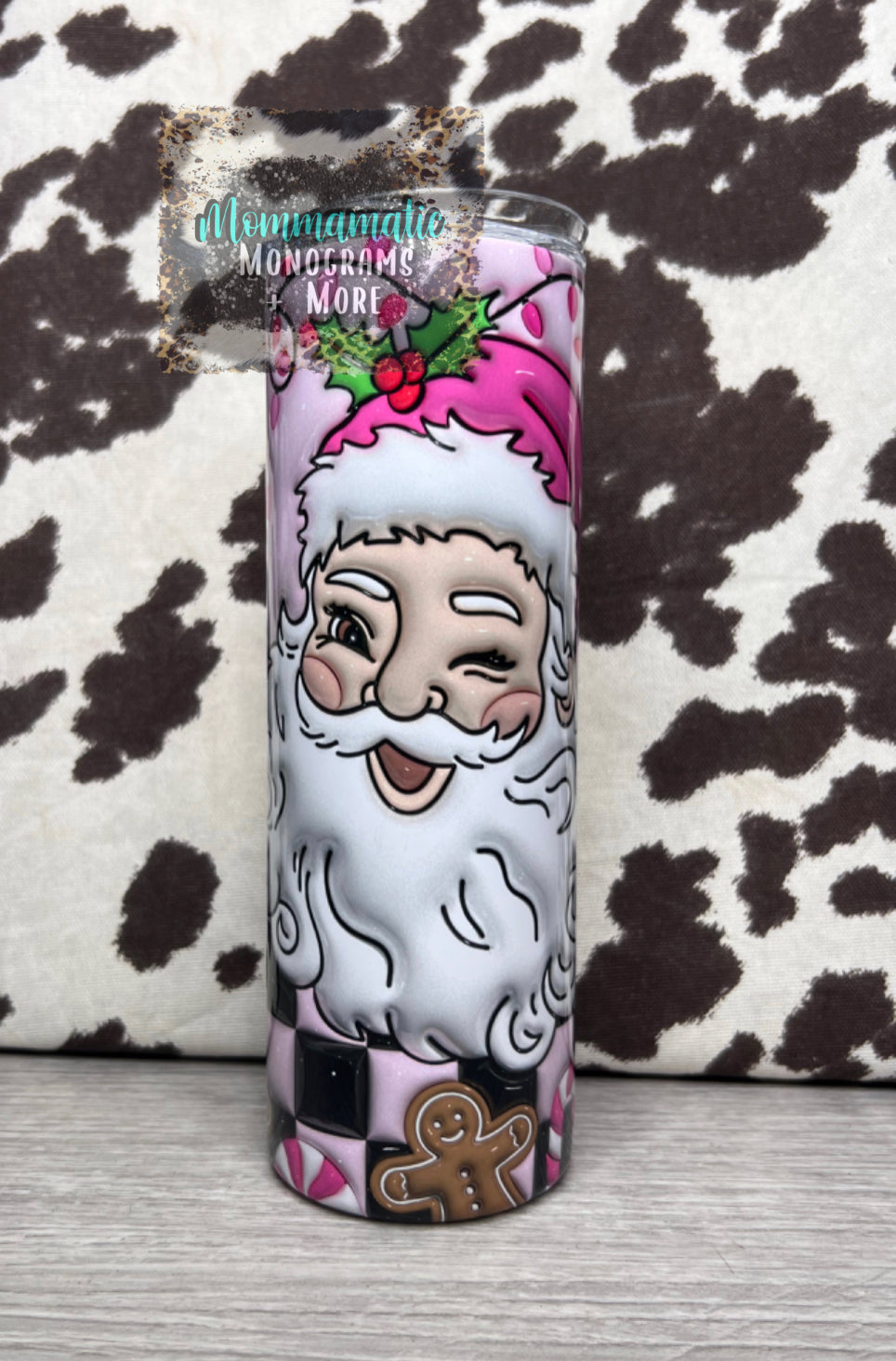 Puffy Pink Santa Tumbler