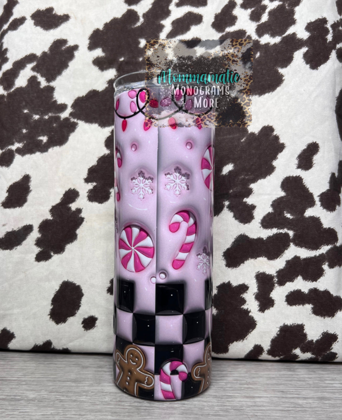 Puffy Pink Santa Tumbler