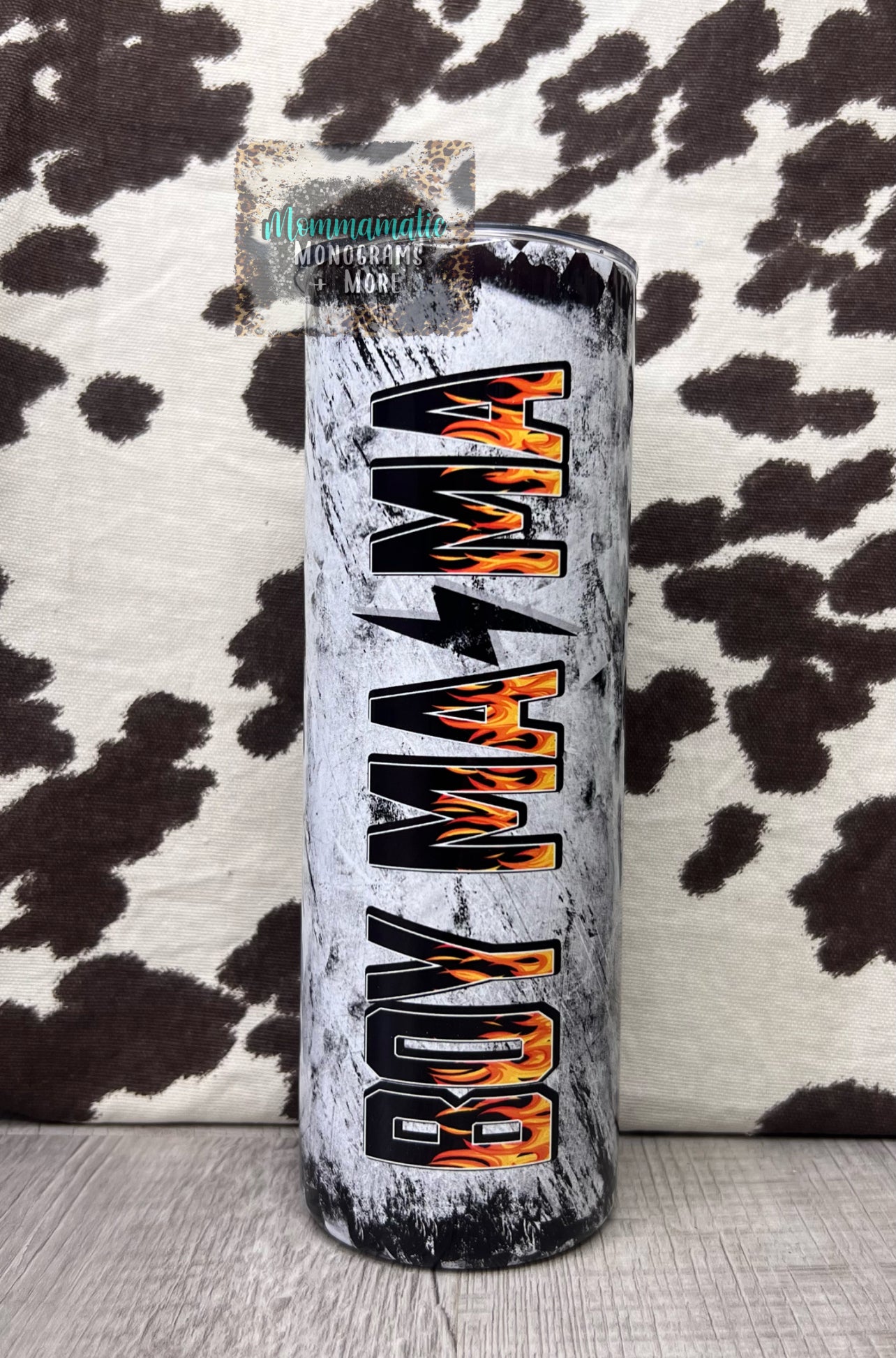 Checkered Flame Boy Mama Tumbler