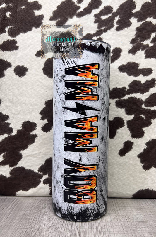 Checkered Flame Boy Mama Tumbler