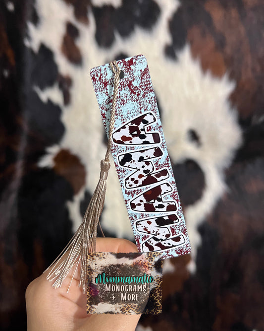 Teal Cowhide Mama Bookmark