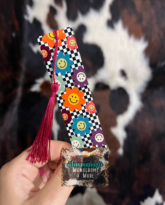 Happy Daisy Checkered Bookmark