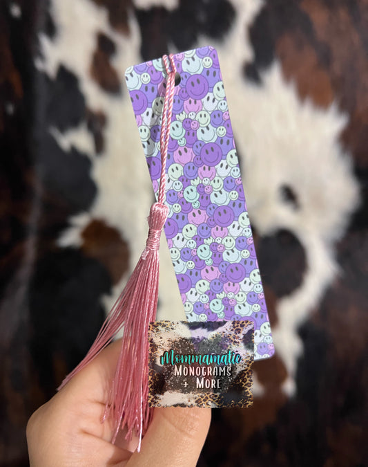 Purple + Teal Happy Bookmark