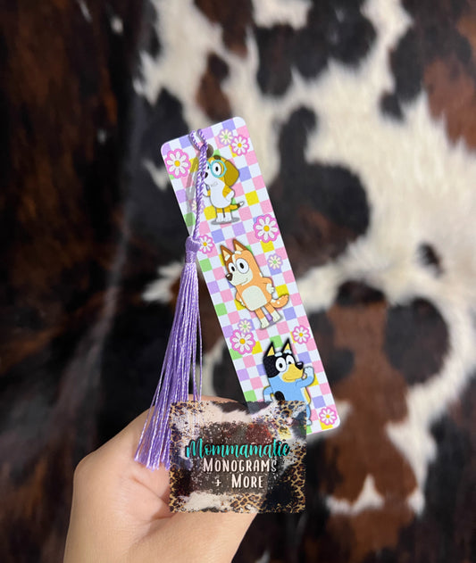 Checkered Blue Dog Bookmark