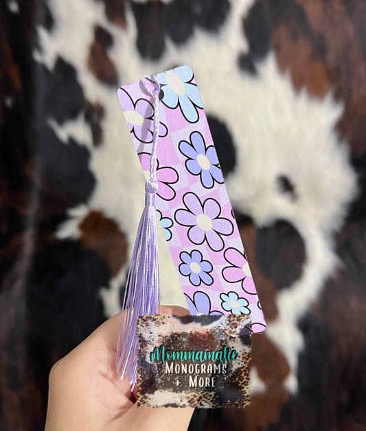 Pastel Daisy Checkered Bookmark