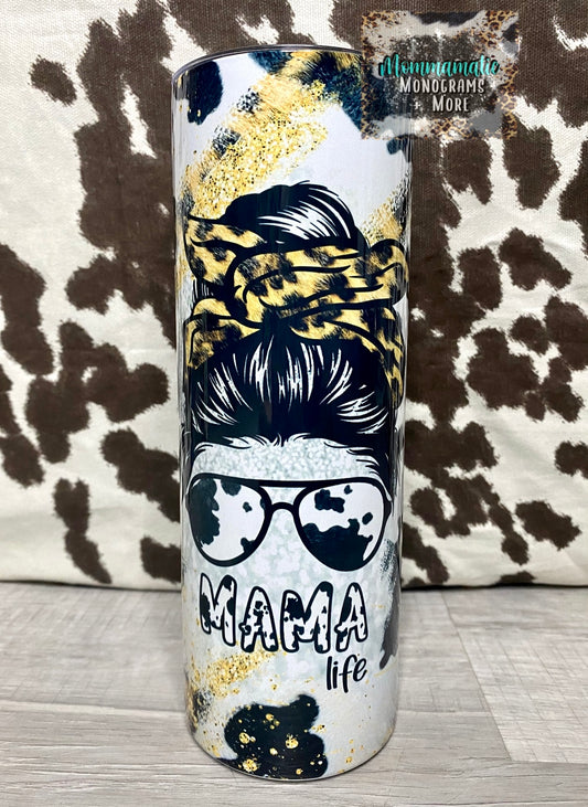Mama Life - Cow + Leopard Tumbler
