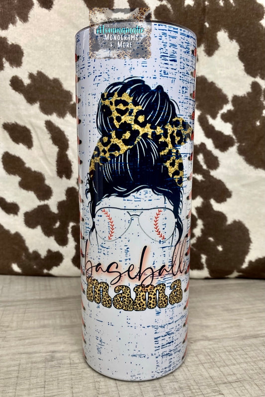 Messy Bun Baseball Mama Tumbler