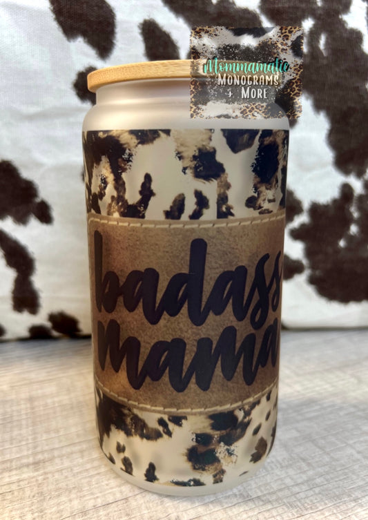 Badass Mama Beer Can Glass