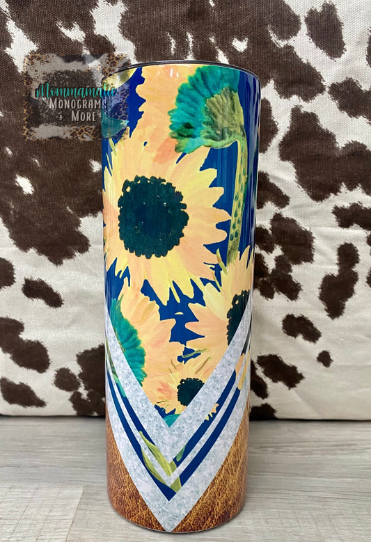 Sunflower + Leather Tumbler