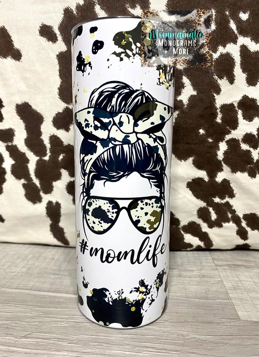 Mom Life Cow Print Tumbler